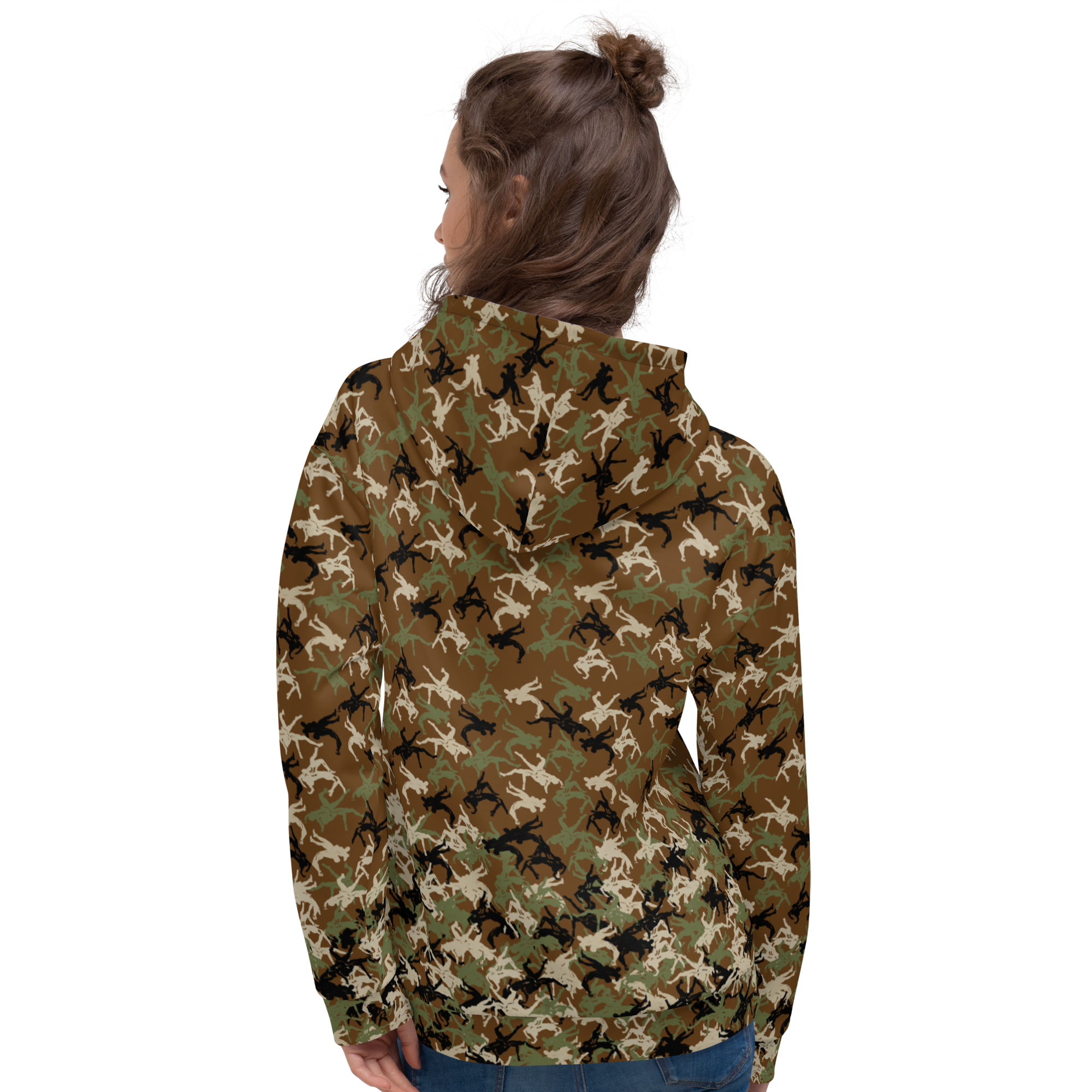 Wrestler Camo piling up Brown base Unisex Hoodie - Image 4