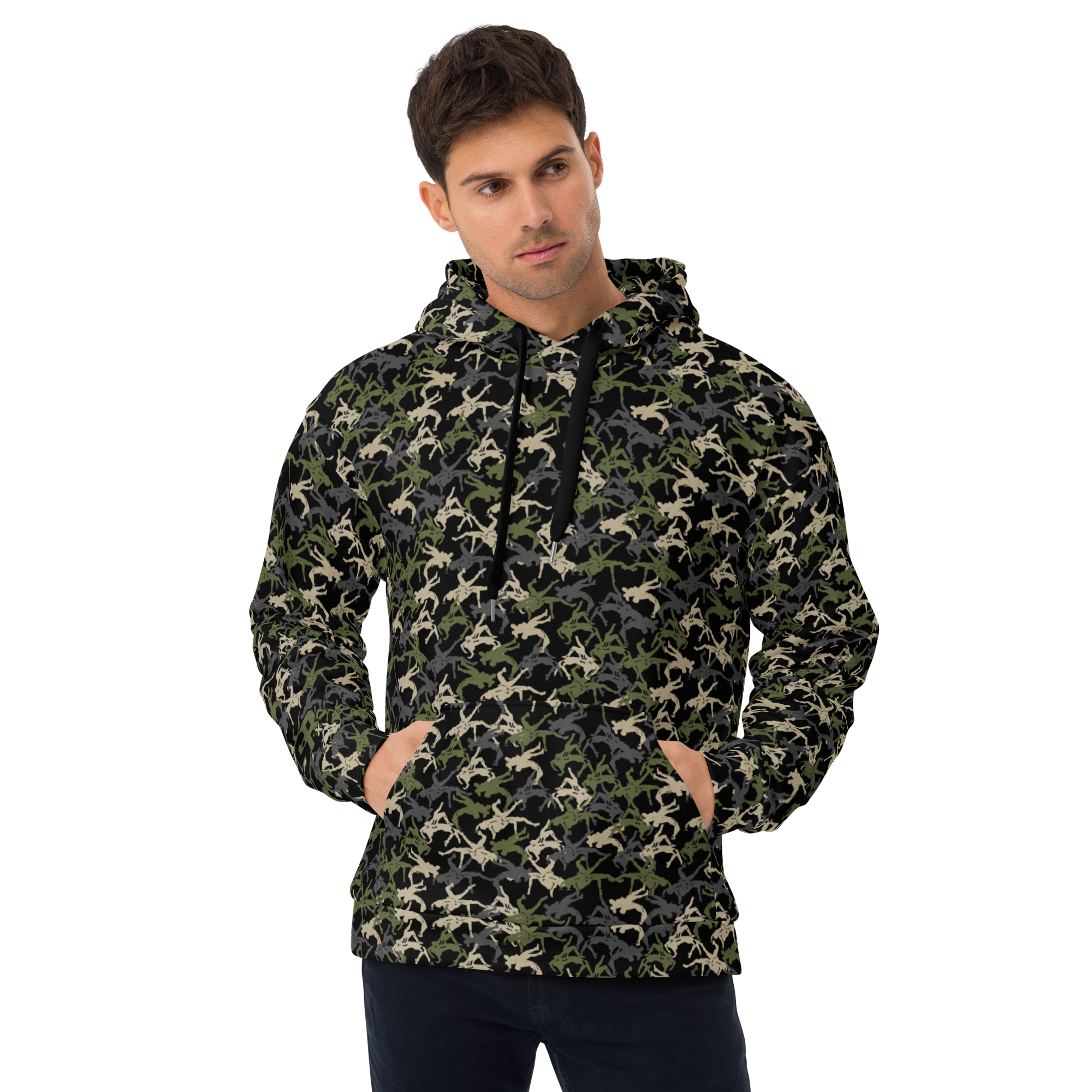 Wrestler Camo with a black base Unisex Hoodie - Image 1