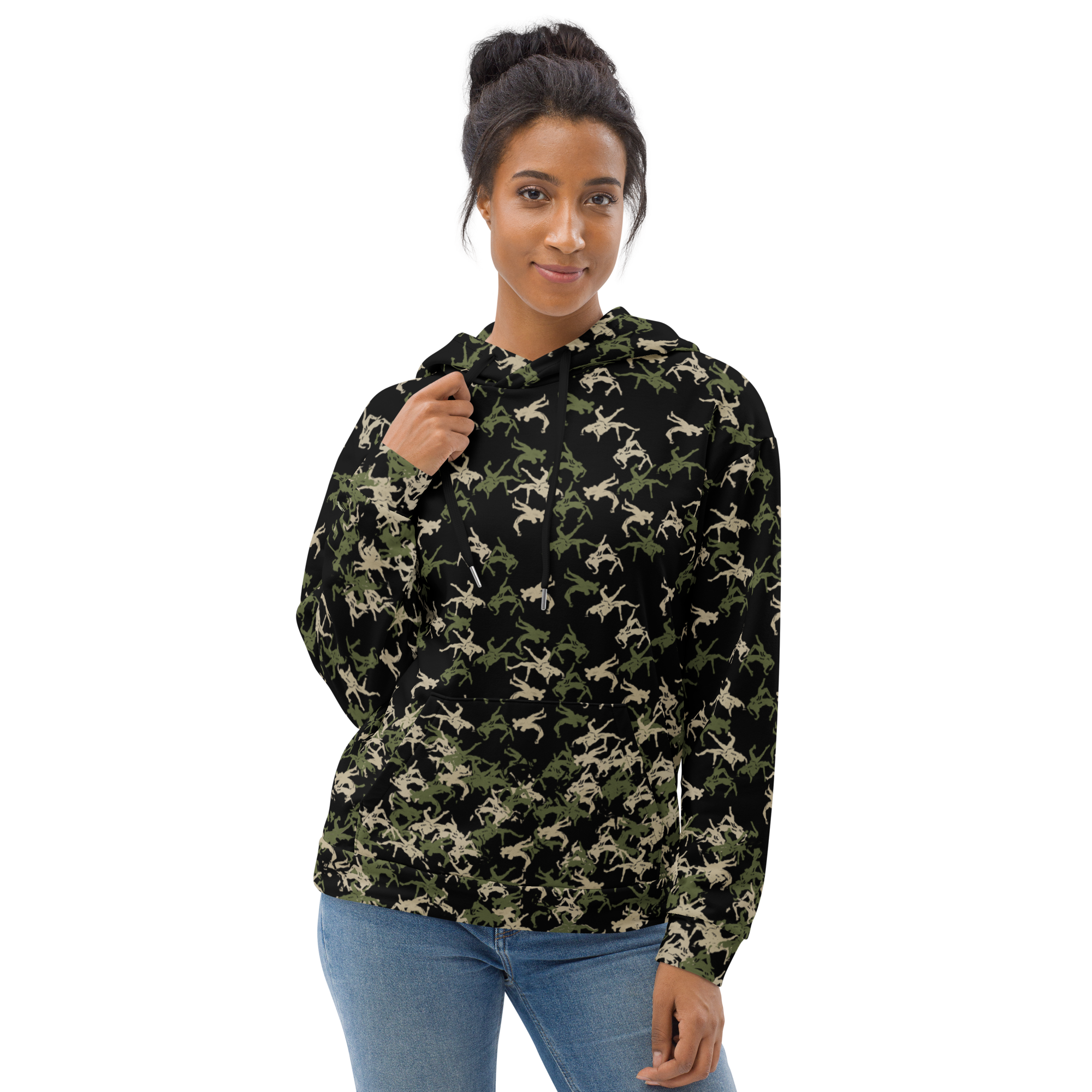 Wrestler Camo Piling up black base Unisex Hoodie - Image 2