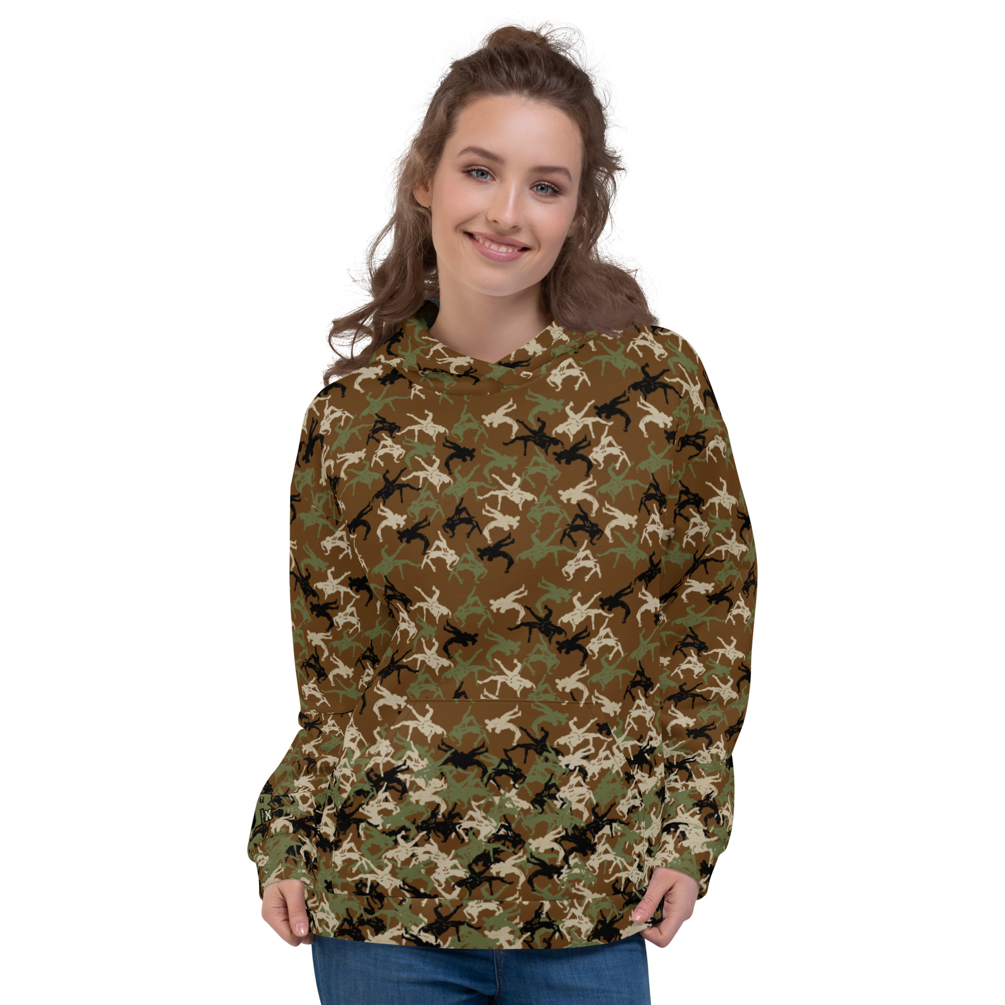Wrestler Camo piling up Brown base Unisex Hoodie - Image 5