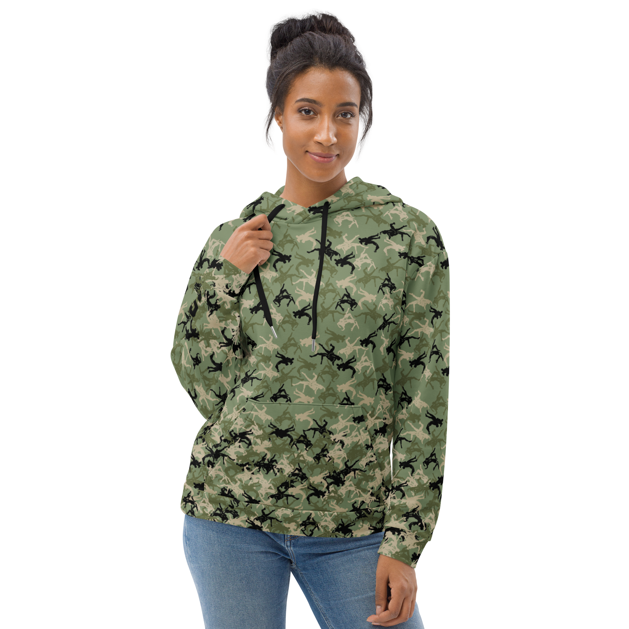 Wrestler Camo Piling up Green base Unisex Hoodie - Image 1