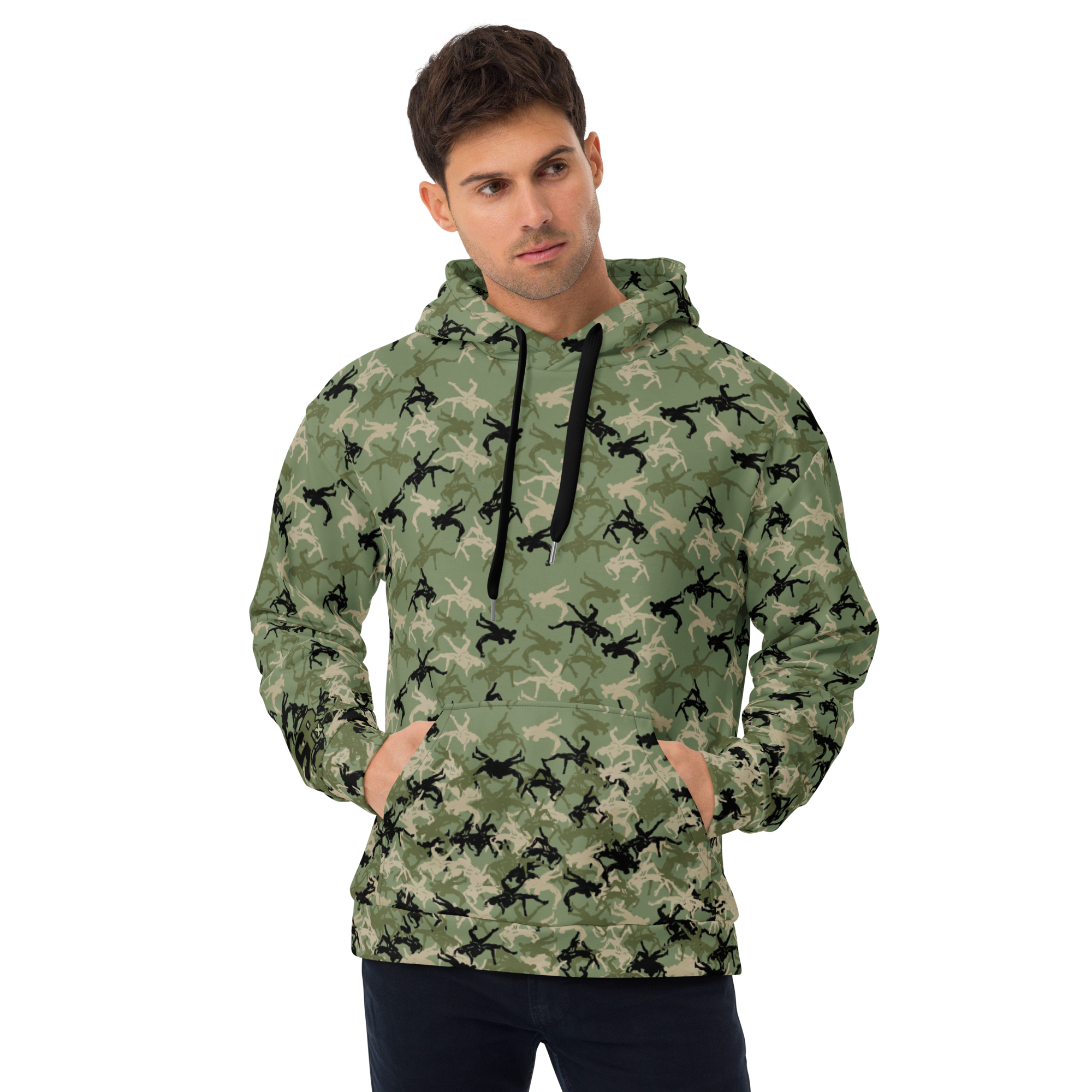 Wrestler Camo Piling up Green base Unisex Hoodie - Image 2