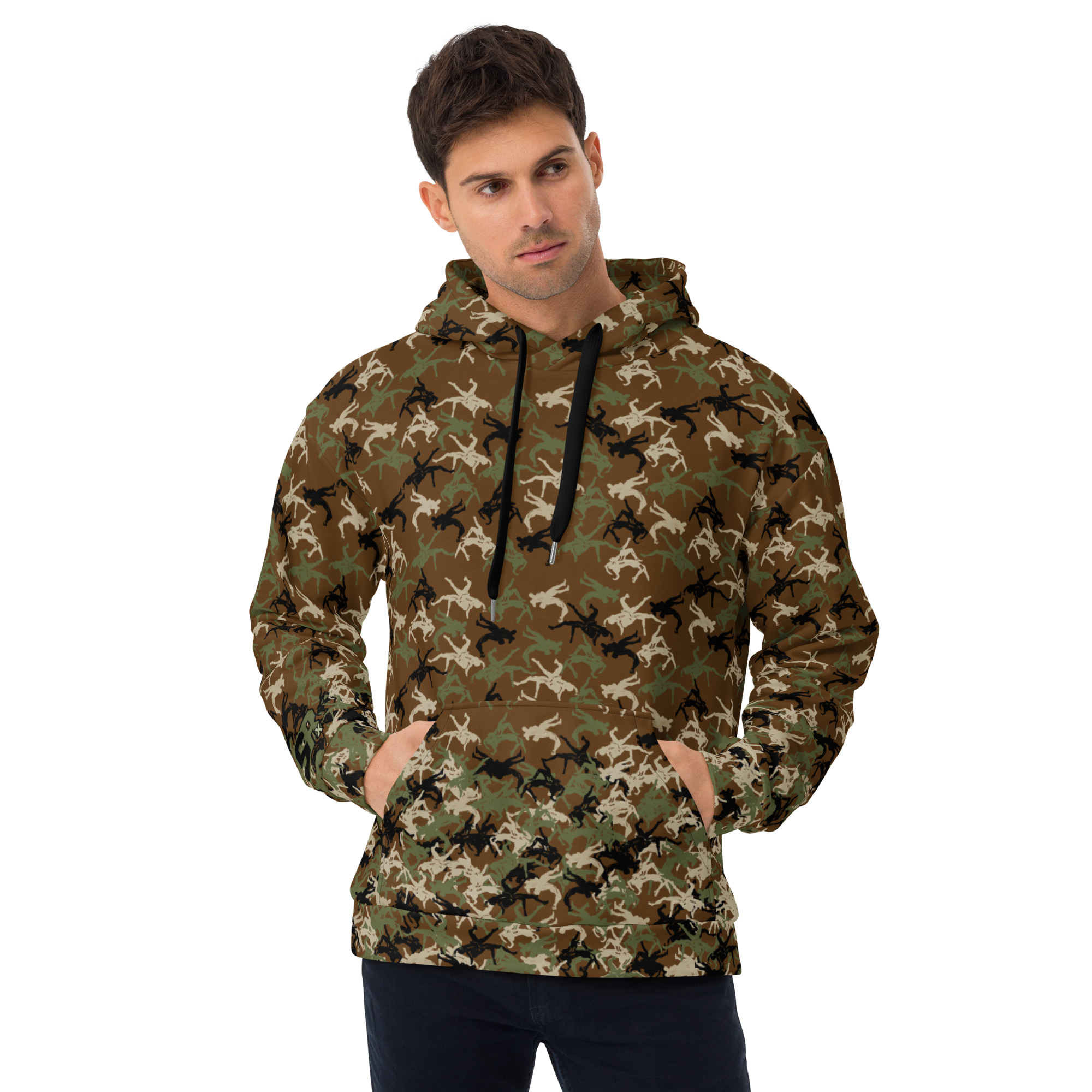 Wrestler Camo piling up Brown base Unisex Hoodie - Image 3