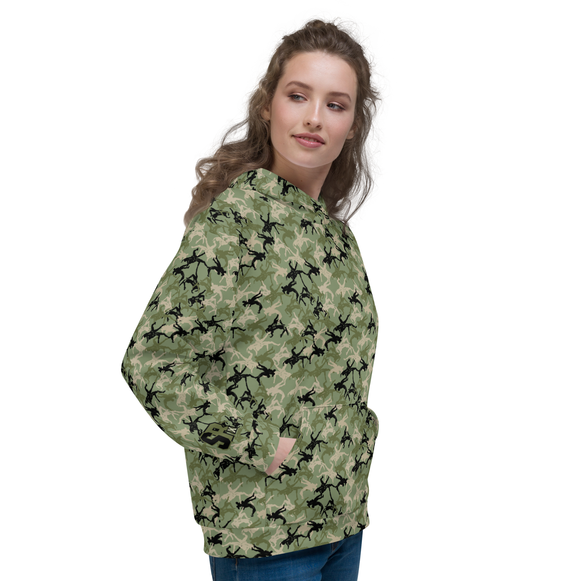 Wrestler Camo Green Base Unisex Hoodie - Image 2