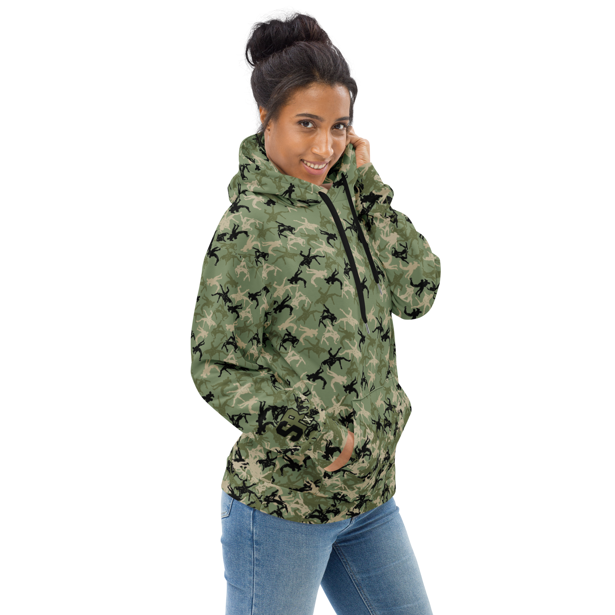 Wrestler Camo Piling up Green base Unisex Hoodie - Image 4