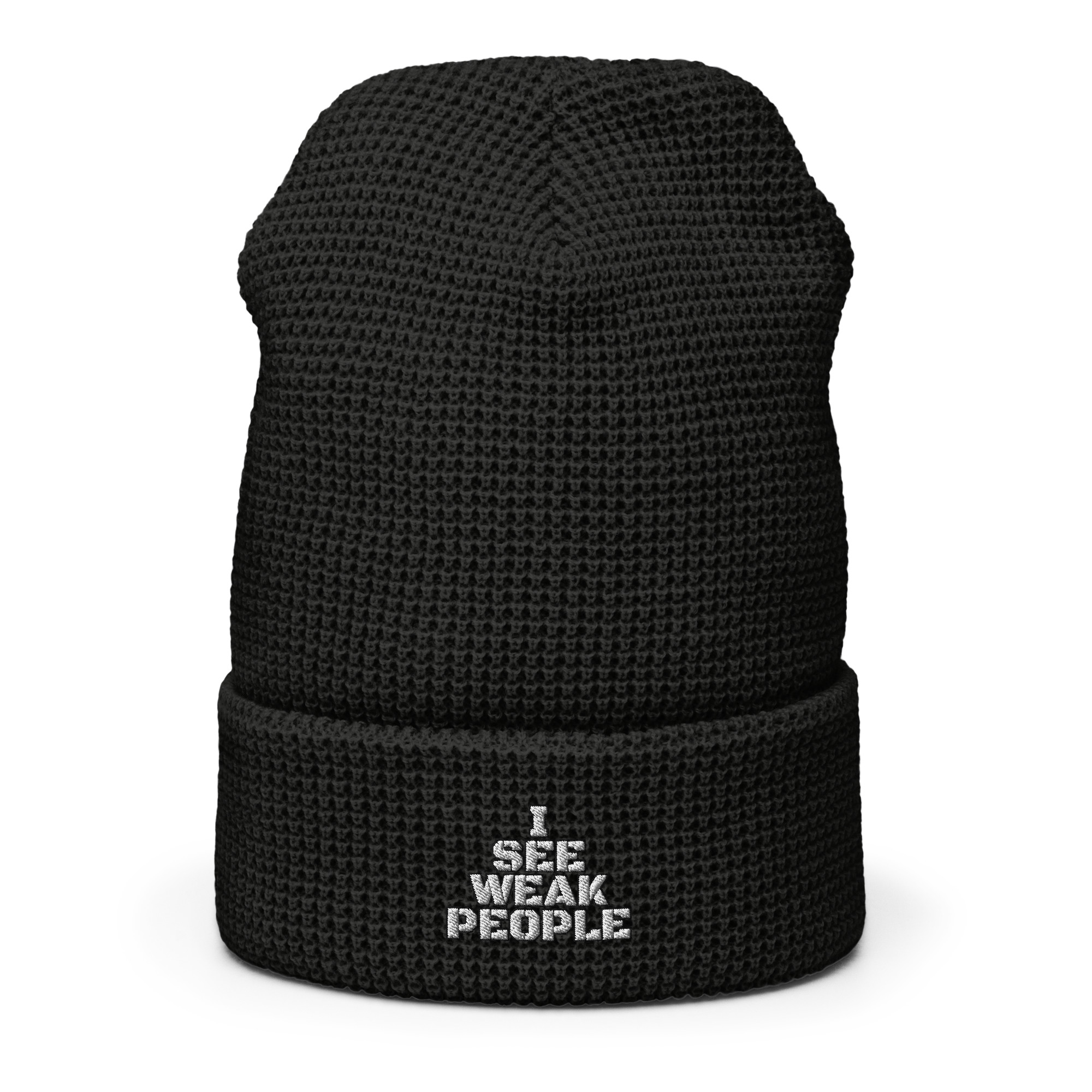 I SEE WEAK PEOPLE Waffle beanie - Image 1